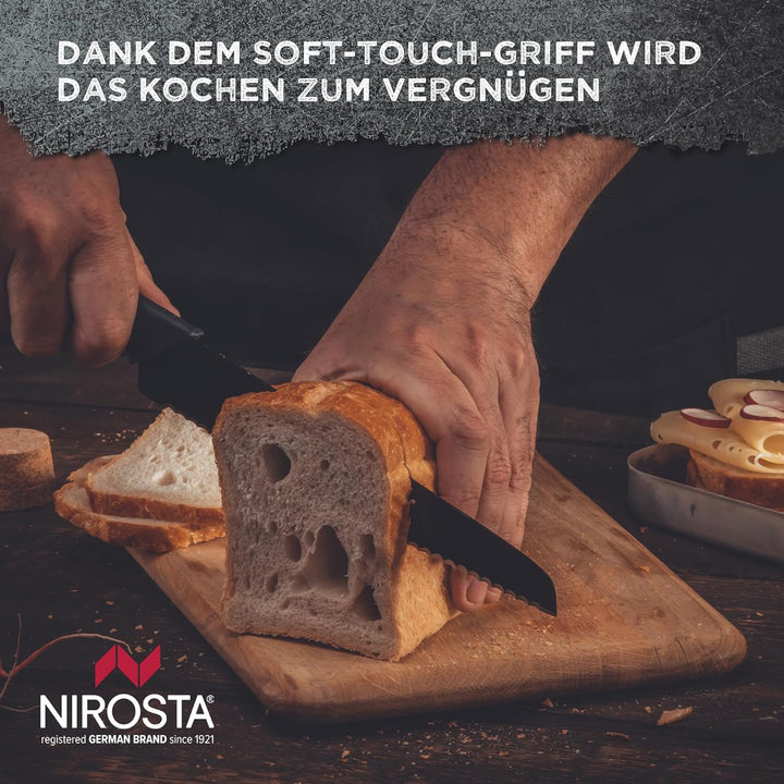 Nirosta Wave-Messer-Set, Verschiedene Messer mit Funktionsteil aus hochwertigem Edelstahl, Premium-M