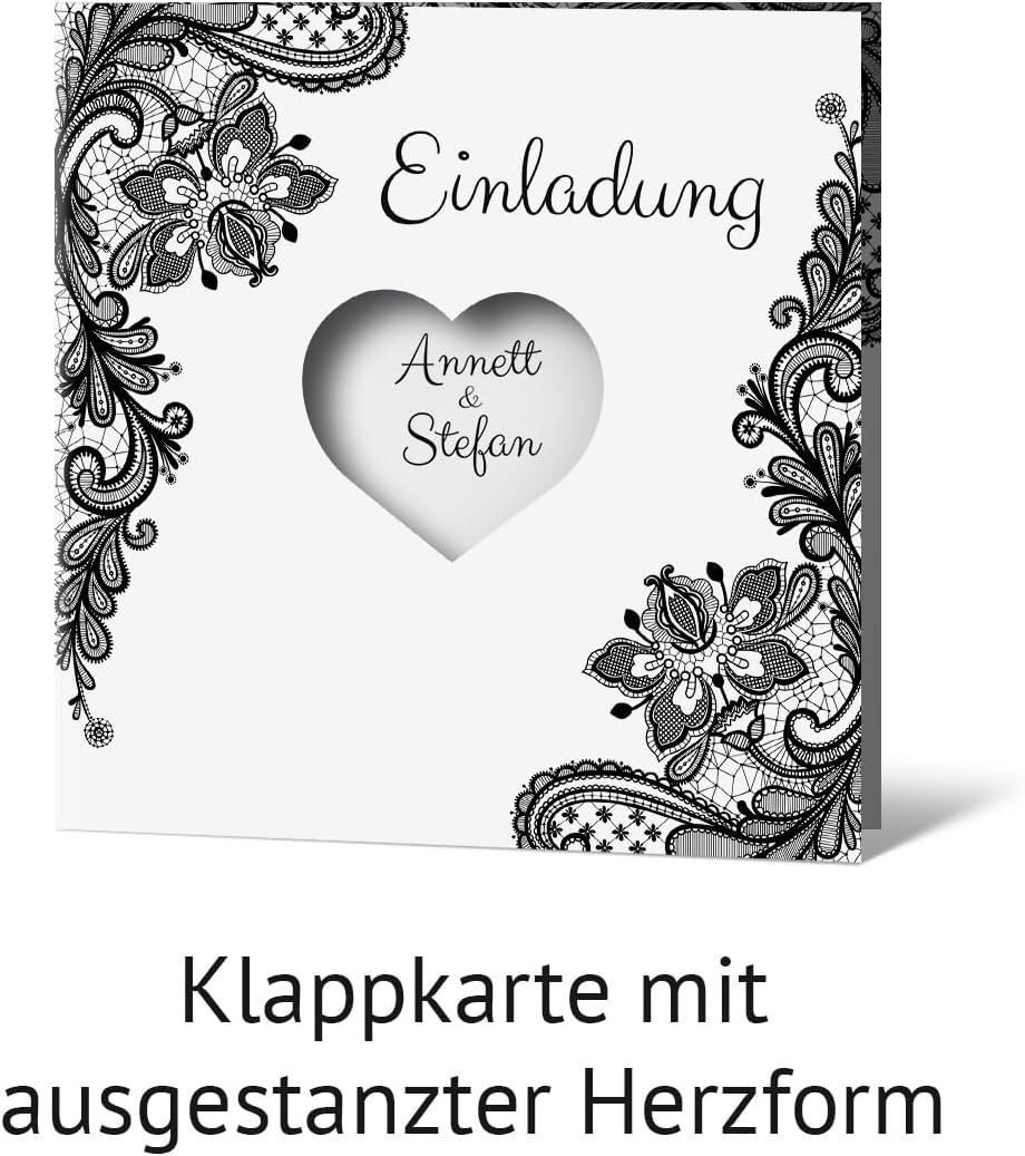 Kartenmachen.de 10 x Lasergeschnittene Hochzeit Einladungskarten Hochzeitseinladungen - Rustikal Sch