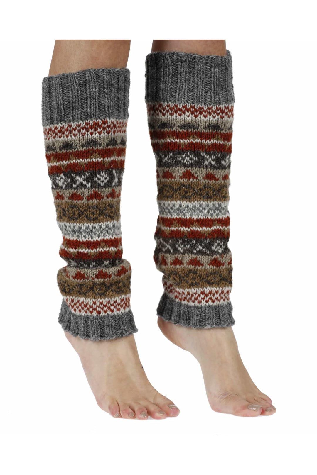 Pachamama Damen Legwarmer Finisterre Wolle grau individuell handgestrickt in Nepal