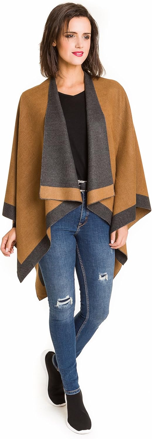 MELIFLUOS DESIGNED IN SPAIN Damen Schal Wrap Poncho Ruana Cape Cardigan Pullover Open Front für Früh