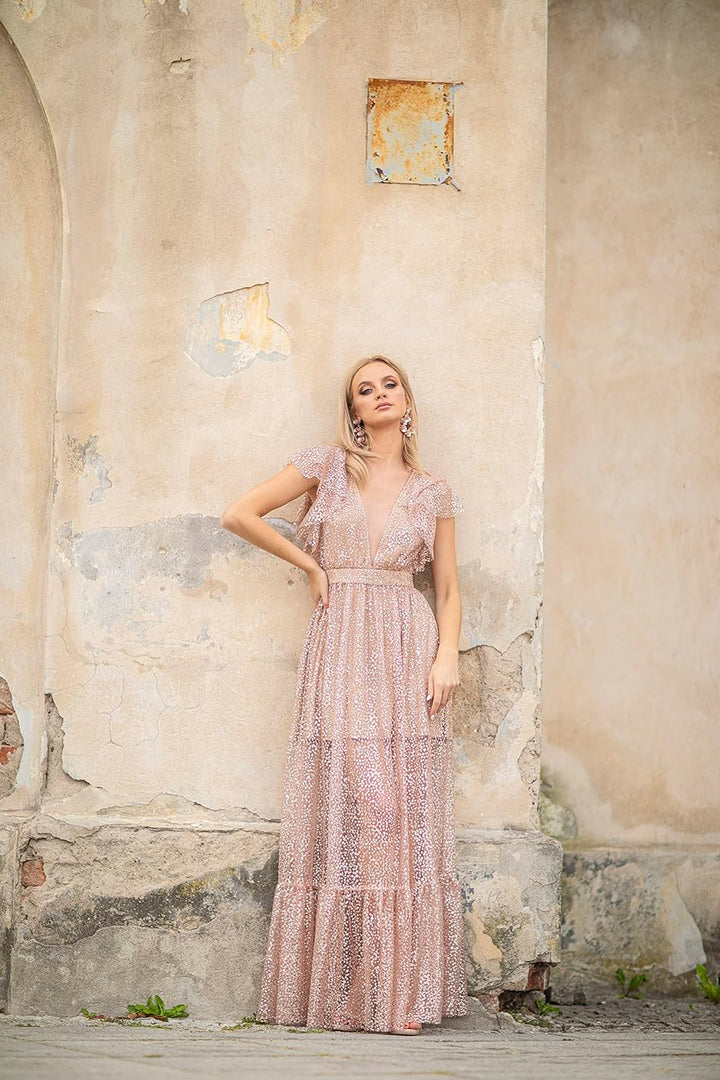 Sunset Langes Kleid Damen | Elegantes Kleid | Festliches Kleid | Partykleid | Abendkleid | Hochzeits