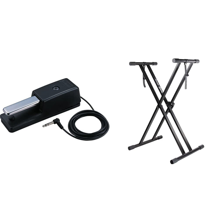 Roland DP-10 Dämpfer-Pedal & RockJam Xfinity Doublebraced Pre Assembled Keyboard Stand with Locking