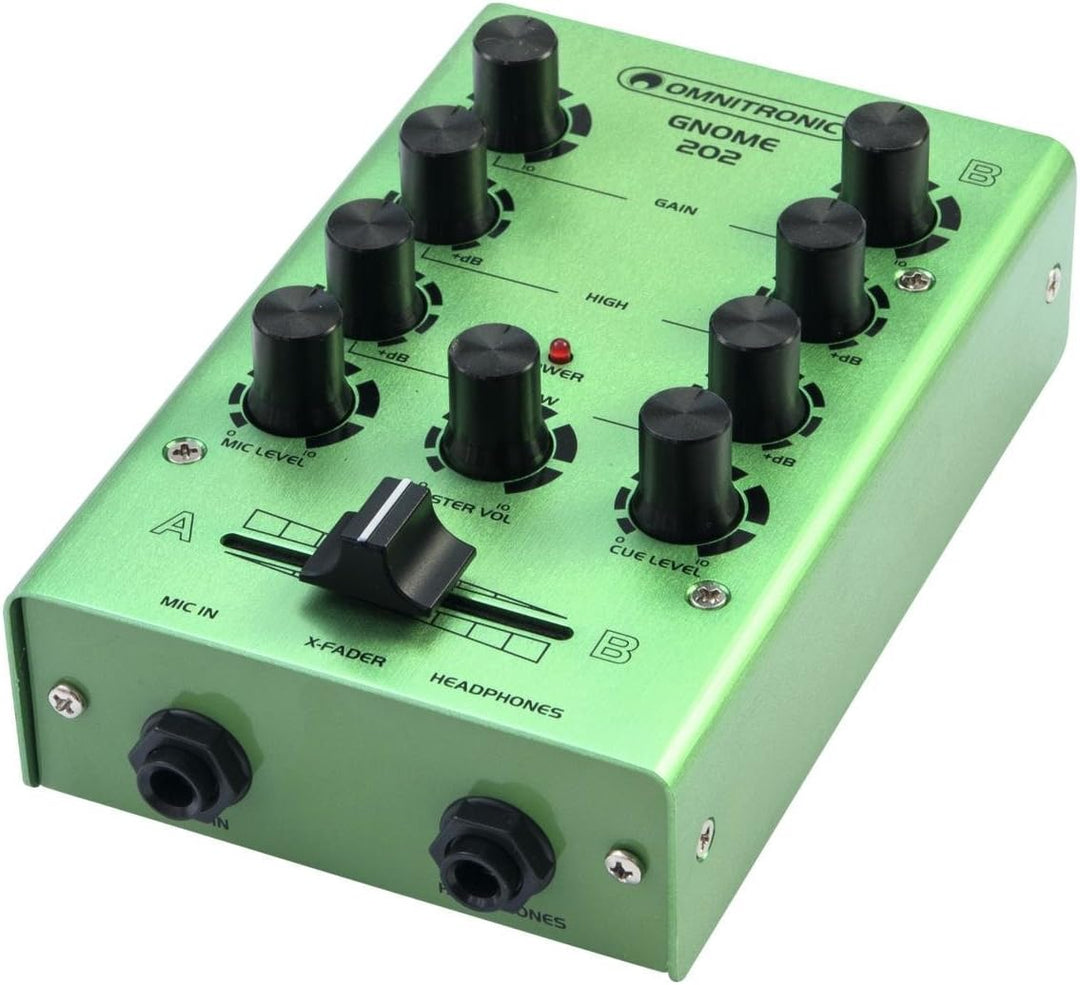 OMNITRONIC GNOME-202 Mini-Mixer grün | 2-Kanal-DJ-Mixer im Miniaturformat | Extrem leichter und komp