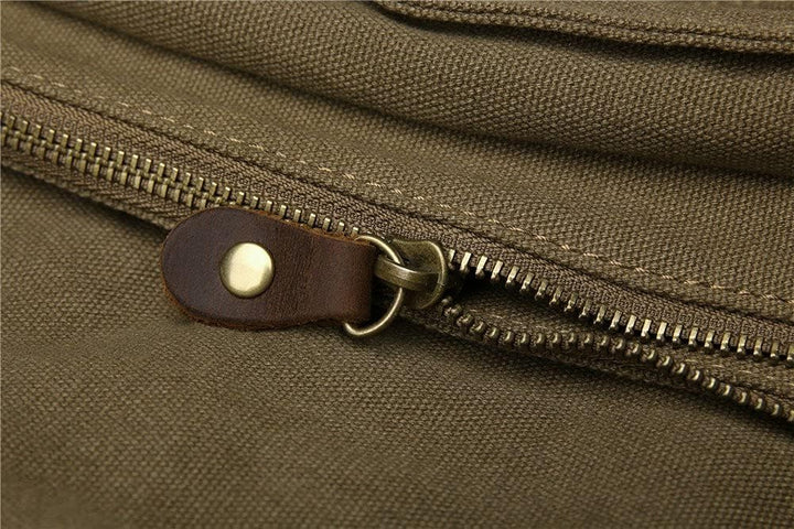 Sechunk Vintage Militär Leder Umhängetasche Canvas Laptop Tasche Retro Messenger Taschen Large--17‘’