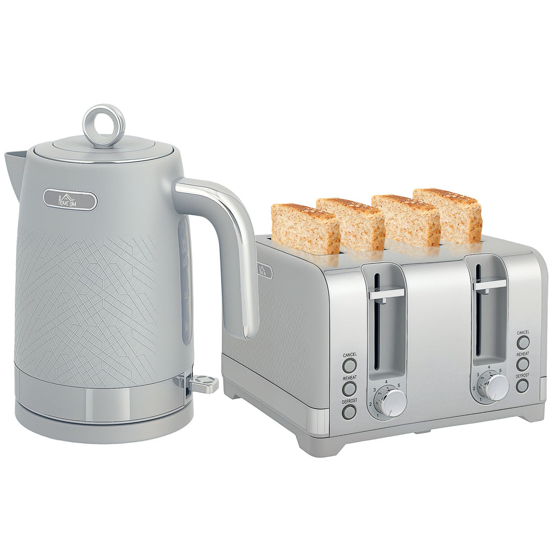HOMCOM Wasserkocher Toaster Set 1,7L 2200W Schnell Wasserkocher mit Thermostat, Kalkfilter, 4 Scheib