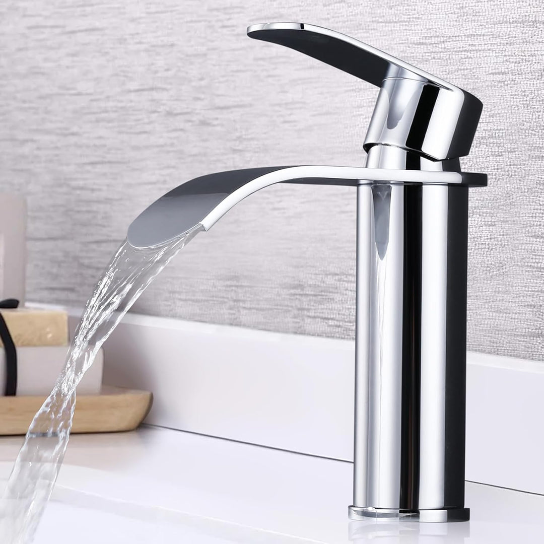 ARCORA Wasserhahn Bad, Hochdruck Waschtischarmatur wenig Lärm aus Edelstahl Einhandmischer Wasserfal