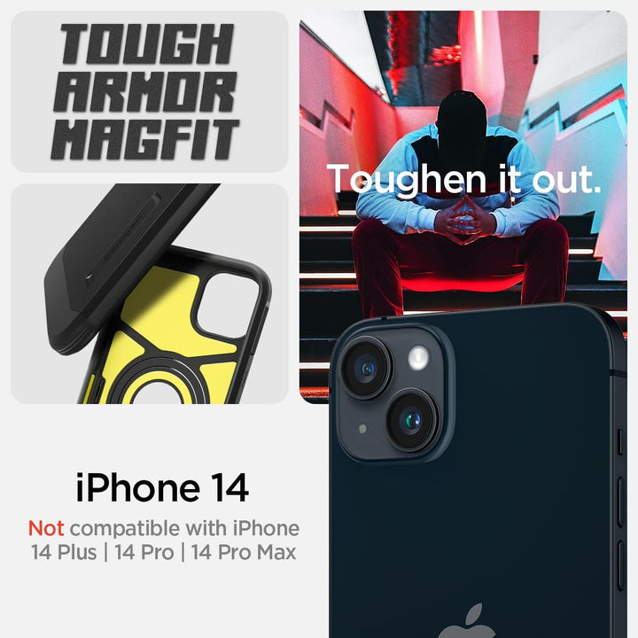 Spigen Tough Armor MagFit Hülle Kompatibel mit iPhone 14 -Schwarz iPhone 14 Black, iPhone 14 Black