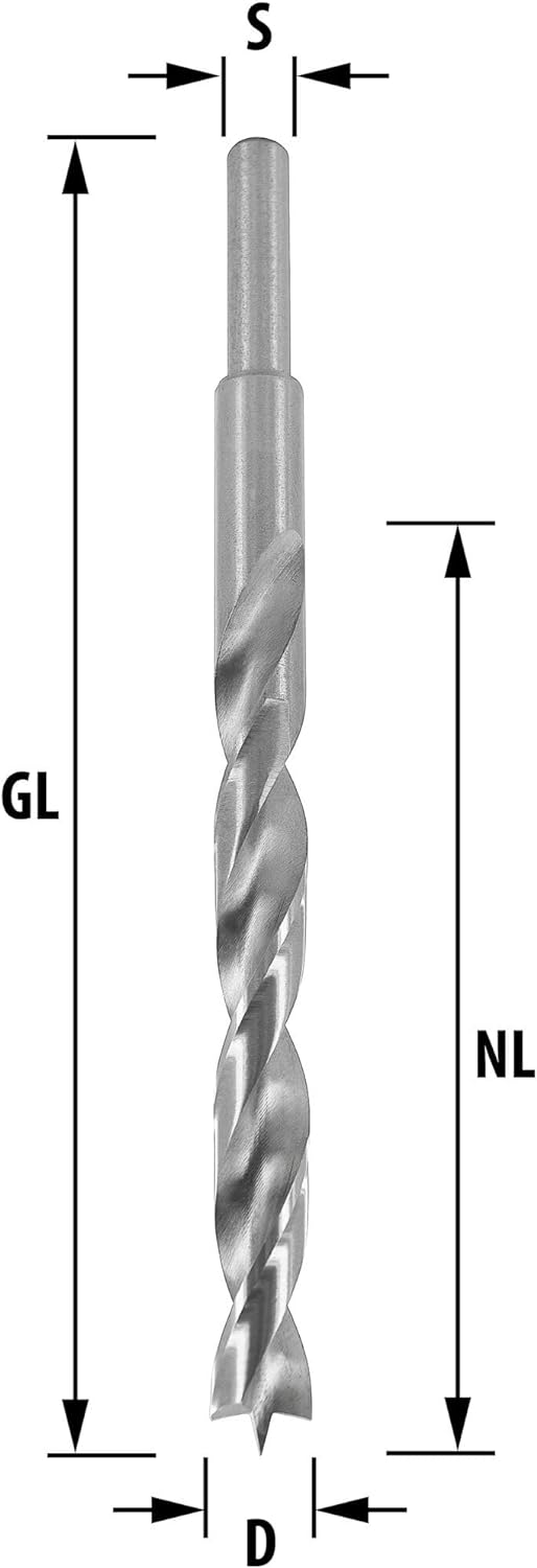 ENT 50414 Holzspiralbohrer Ø 14 mm, extra lang 200 mm, HSS-G, mit Zentrierspitze und Vorschneider, D