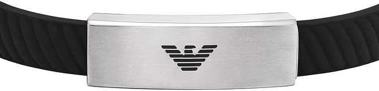 EMPORIO ARMANI Armband für Männer, Edelstahl-ID-Armband, Länge: 185-195mm, Breite: 30mm, Höhe: 9mm,