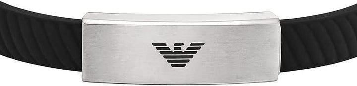 EMPORIO ARMANI Armband für Männer, Edelstahl-ID-Armband, Länge: 185-195mm, Breite: 30mm, Höhe: 9mm,