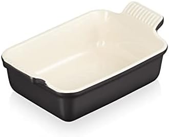 Le Creuset Rechteckige Auflaufform Tradition aus Steinzeug, 19 cm, 1.1 Liter, Schwarz matt, 71102190