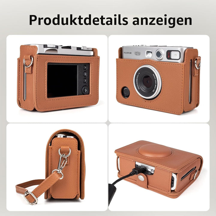 MUZIRI KINOKOO Mini EVO Hülle Kompatibel für Fuji Instax Mini EVO Instant Camera mit PU Leder Lychee