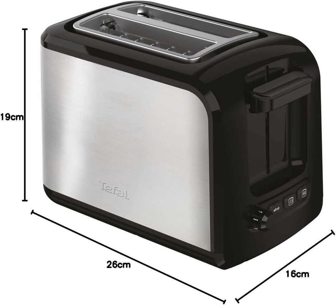 Tefal Express TT410D 2-Scheiben-Toaster, Schwarz, Edelstahl, 2 Scheiben, 850 W, 160 mm, Stil: Single