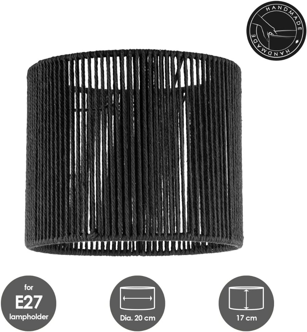 Home Sweet Home Lampenschirm für Wandlampe und Tischlampe | Lampenschirm aus gewebtem Papier Schwarz