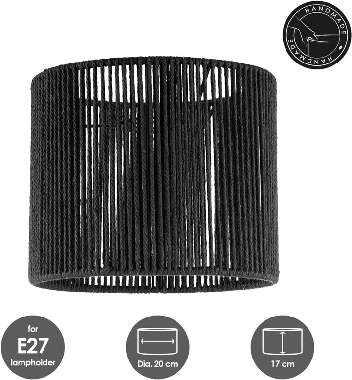 Home Sweet Home Lampenschirm für Wandlampe und Tischlampe | Lampenschirm aus gewebtem Papier Schwarz