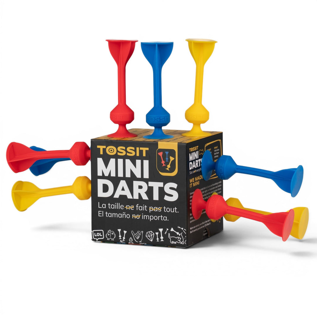 TOSSIT Mini Darts, Saugnapf-Dartspiel, Pétanque Indoor Outdoor für Wand und Boden, Robustes Silikon,