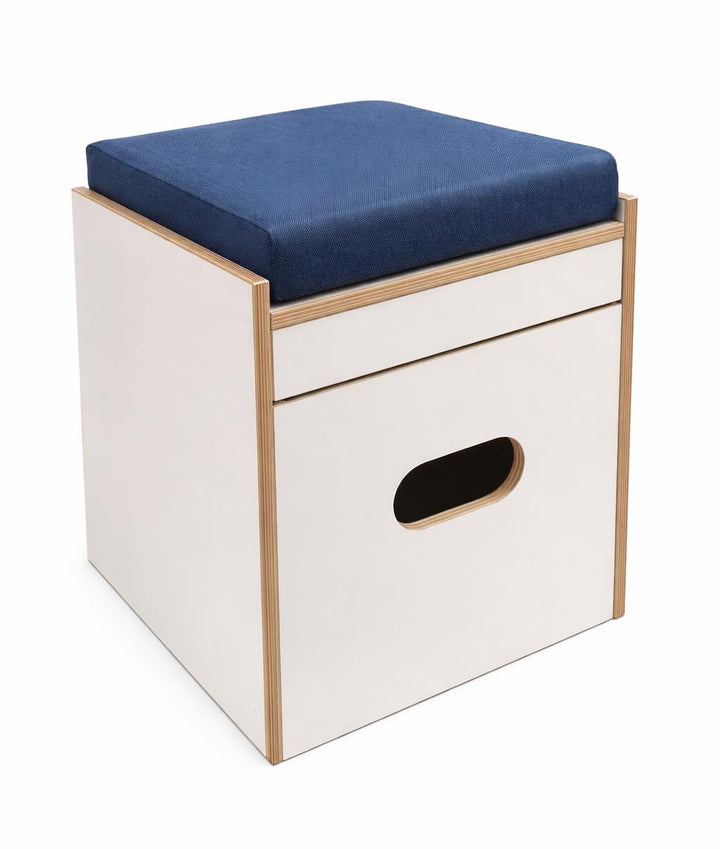 Toiletten Hocker Weiss Porta Potti 165/365 inkl. Polster Blau ohne Toilette