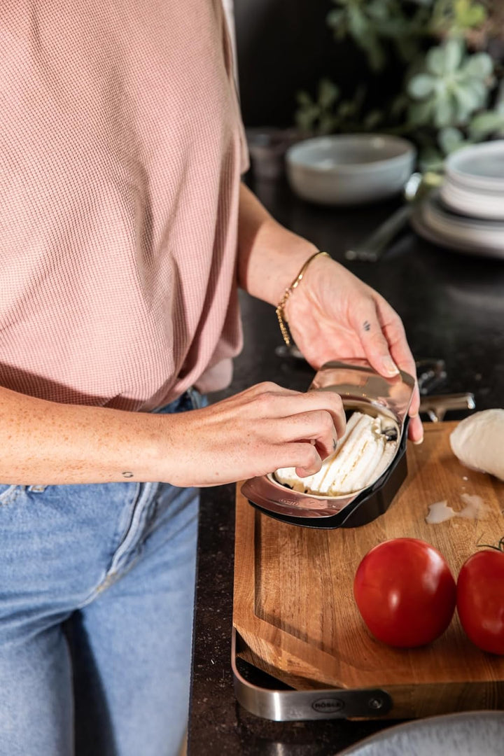 RÖSLE Tomaten- und Mozzarellaschneider, Tomatenteiler zum Zerschneiden in gleichmässige Scheiben, Ge