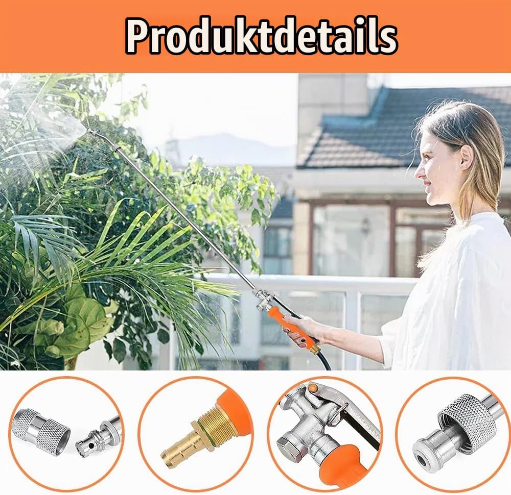 Hojalis Sprühstab-Ersatz, 72cm Garten Giessstab Metall, mit Universeller Messingersatz 3/8" und 3/4"