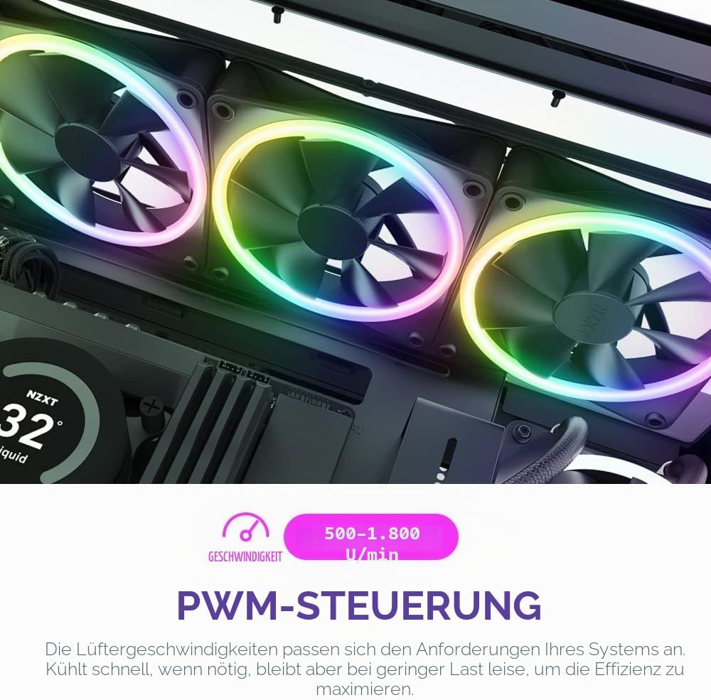 NZXT F140 RGB Duo Doppelpack – 2 x 140 mm zweiseitige RGB-Lüfter mit RGB-Controller – 20 individuell