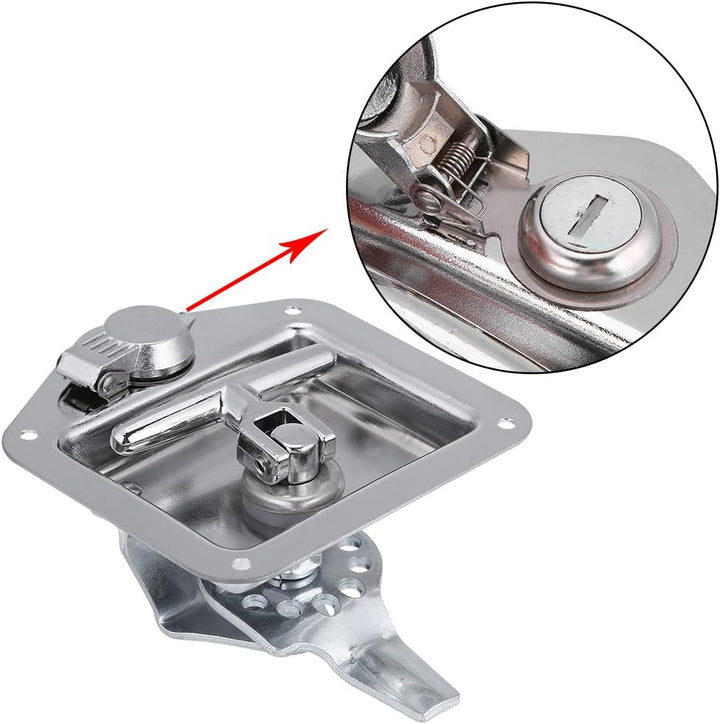 T-Form-Schloss, Edelstahl-Klapp-T-Form-Griffschloss Werkzeugkasten Schlüssel-Kit für LKW-Anhänger fü