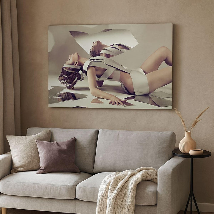 Bilder auf Leinwand 100x70cm Leinwandbild Weiblich modell posieren beine Gross Wanddeko Bild Schlafz