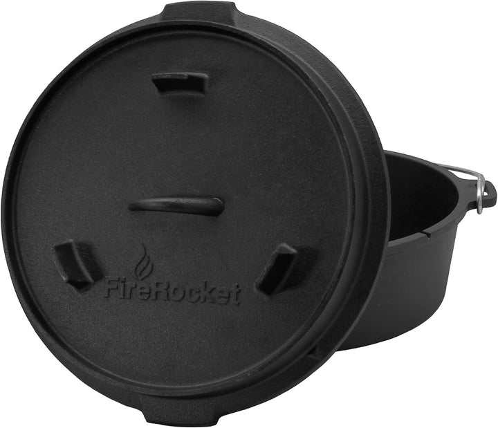 FireRocket Dutch Oven 6qt 5,5 ohne Füsse premium Gusseisen Schmortopf Gusstopf Feuertopf niederländi