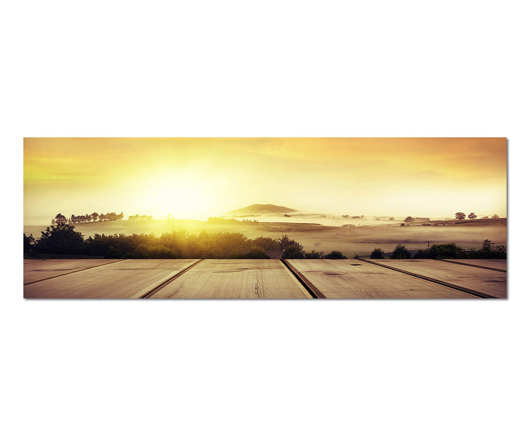 Paul Sinus Art Panoramabild auf Leinwand und Keilrahmen 150x50cm Neuseeland Sommer Landschaft Holzst