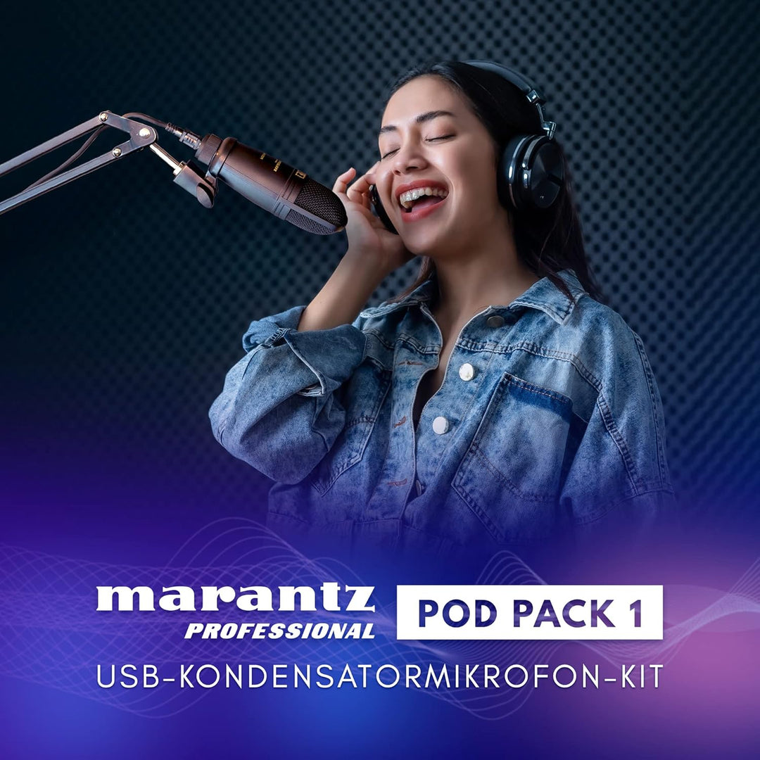 Marantz Professional Pod Pack 1 - USB Kondensator Mikrofon Kit für Gaming, Streaming und Podcasting