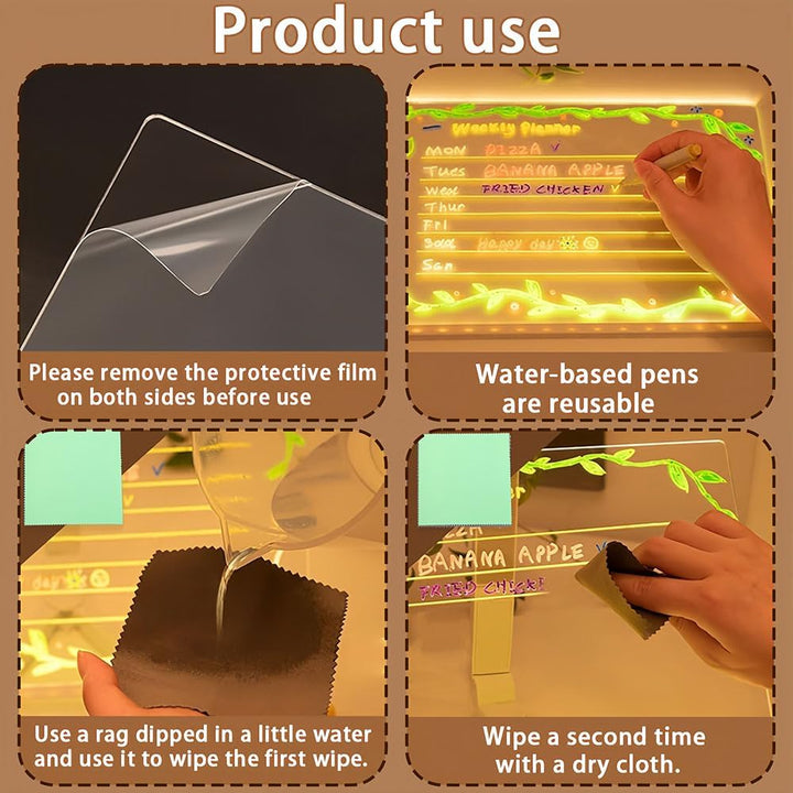 2 Stück LED Notiztafel mit Farben, Leuchtendes Led Zeichenbrett für Kinder, Led Zeichentafel Kinder