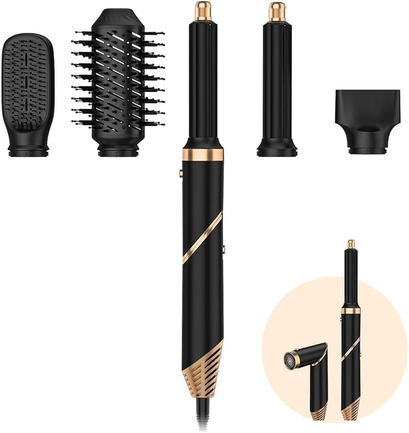 TANSHINE 5 in 1 Hairstyler Auto Air Styler Set, Leicht und Faltbar Haarstyler Heissluftbürste Fföhnb