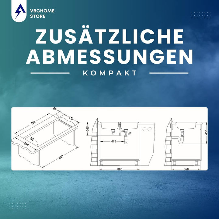 VBChome: Doppelbecken Einbauspüle 780 x 435 mm Camping Küchenspüle - Satinstruktur Alveus Basic 160