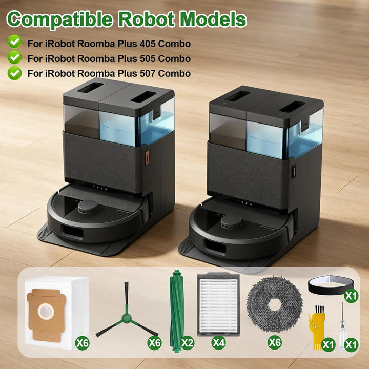 Zubehör für iRobot Roomba Plus 505 Combo / 405 Combo Roboterstaubsauger 25er-Pack 2 Hauptbürsten, 4