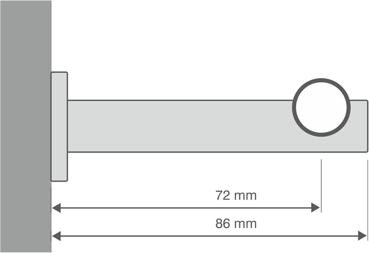 HUGG (20.1L) Vorhangstange CAP.2 Ø 20mm, Wandmontage, 1-Lauf, Edelstahl-Optik, Länge 120 cm Cap.2 -