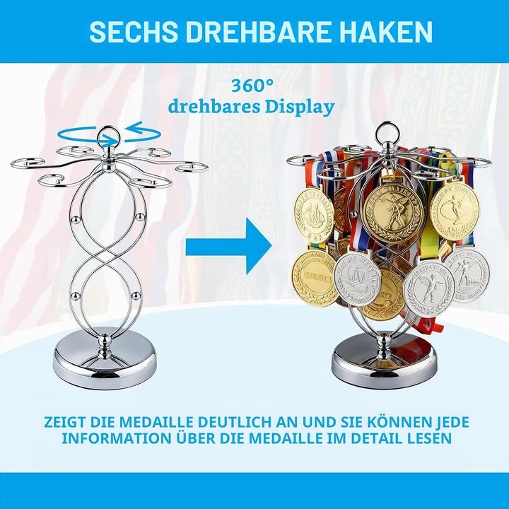 Metall Medaillen Halter, Tisch Medaillenhalter für 30 Medaillen Nummernhalter Medaillen Aufhänger fü