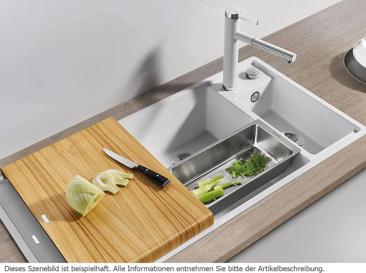BLANCO AXIA III 6 S | SILGRANIT weiss | Einbauart: Einbau von Oben | Hauptbecken links | mit Glassch