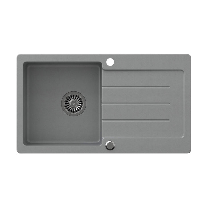 VBChome Spüle Grau 77 x 44 cm Granit Einzelbecken Einbauspüle gesprenkelt reversibel Verbundspüle +
