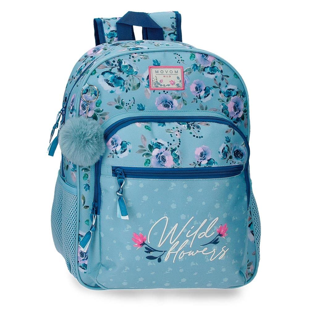 Movom Wildblumen Schulrucksack Anpassbar an Trolley Blau 30x38x12 cm Polyester 13.68L Rucksack 38, R
