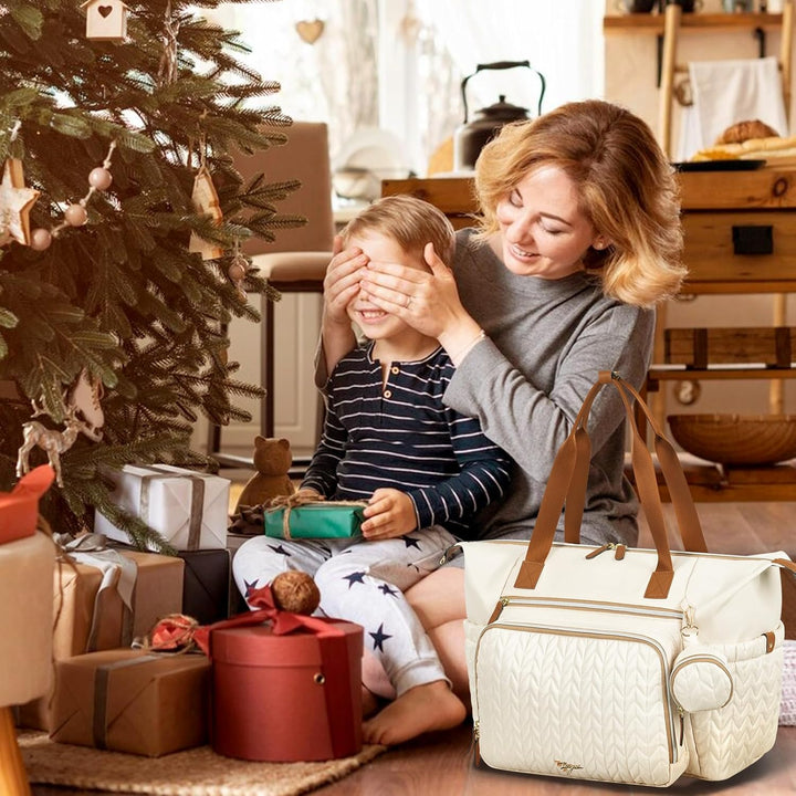 Wickeltasche mit Schnullertasche und Wickelunterlage, Wickelrucksack Multifunktions-Babytasche für G