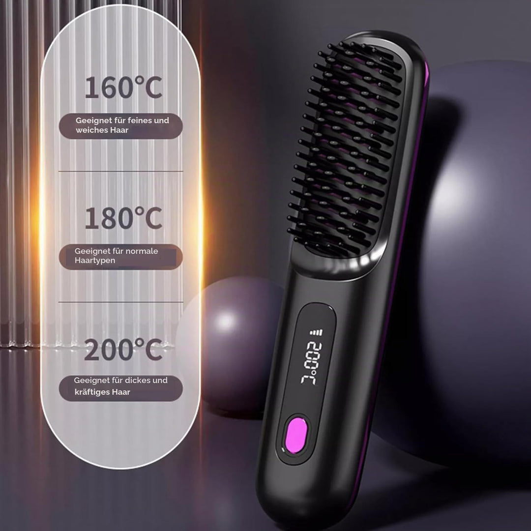 Kabellose Glätteisenbürste, BellaBrush Pro H-air S-traightener Bürste, 2 in 1 Negative Ionen Hai-r G