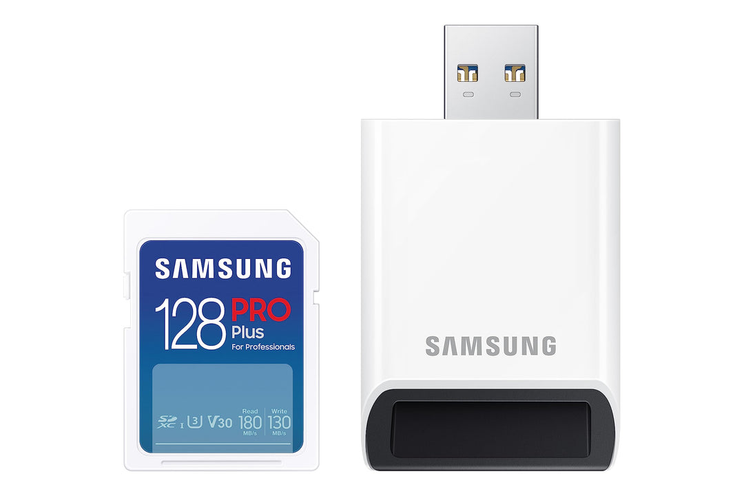Samsung PRO Plus SD-Karte, 128 GB, UHS-I U3, Full HD &amp; 4K UHD, 180 MB/s Lesen, 130 MB/s Schreiben, S