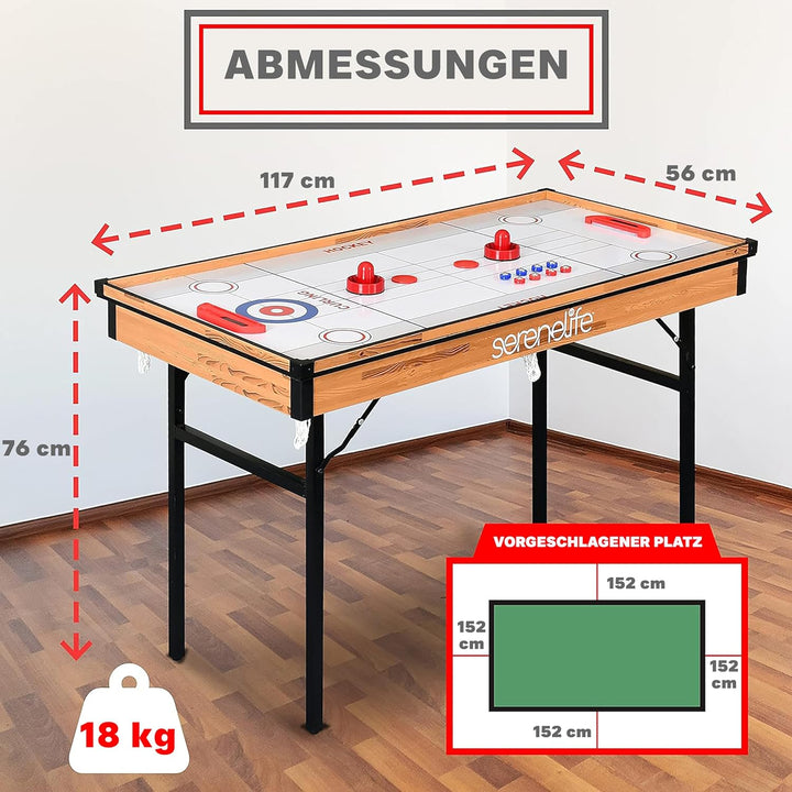SereneLife Multifunktionstisch, Multigame Spieltisch – 4 in 1 mit Zubehör, Tischkicker, Billardtisch