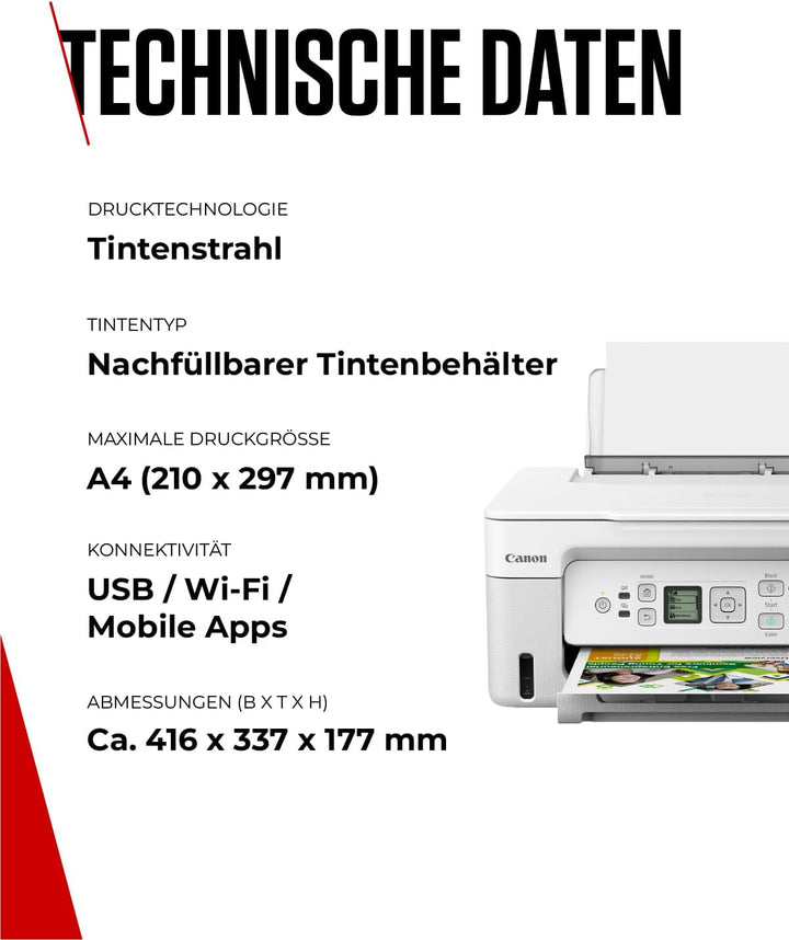 Canon PIXMA G3571 Serie – All-in-One MegaTank Drucker, Kopierer & Scanner für den Heimgebrauch | Kab