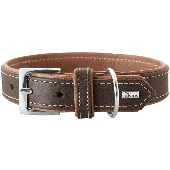 HUNTER PORTO Hundehalsband, Leder, nachhaltig, 40 (S), dunkelbraun/cognac dunkelnbraun/cognac 40 (S)