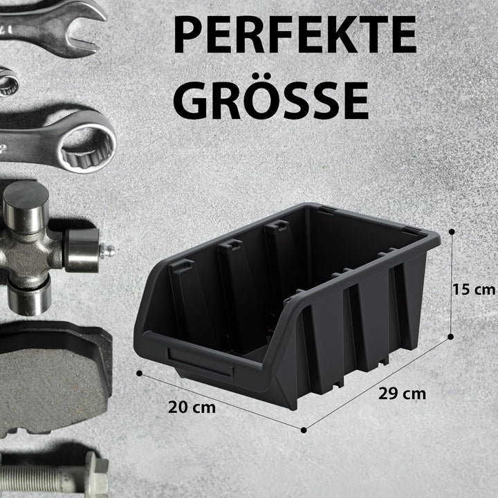 Werkstatt-Stapelkiste, Stapelbox aus PP Kunststoff, Sichtbox Stapelbox, Lagerboxen für Werkzeugswand