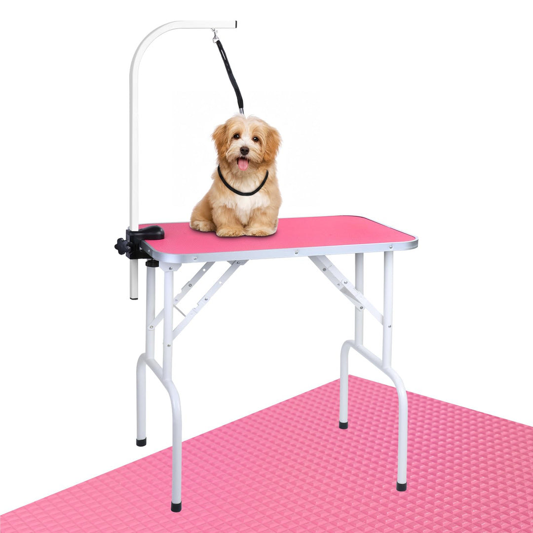 LEIBOU Haustier Hund Grooming Tisch Faltbarer Grooming Tisch Heavy Duty Eisenrahmen mit Arm/Schlinge