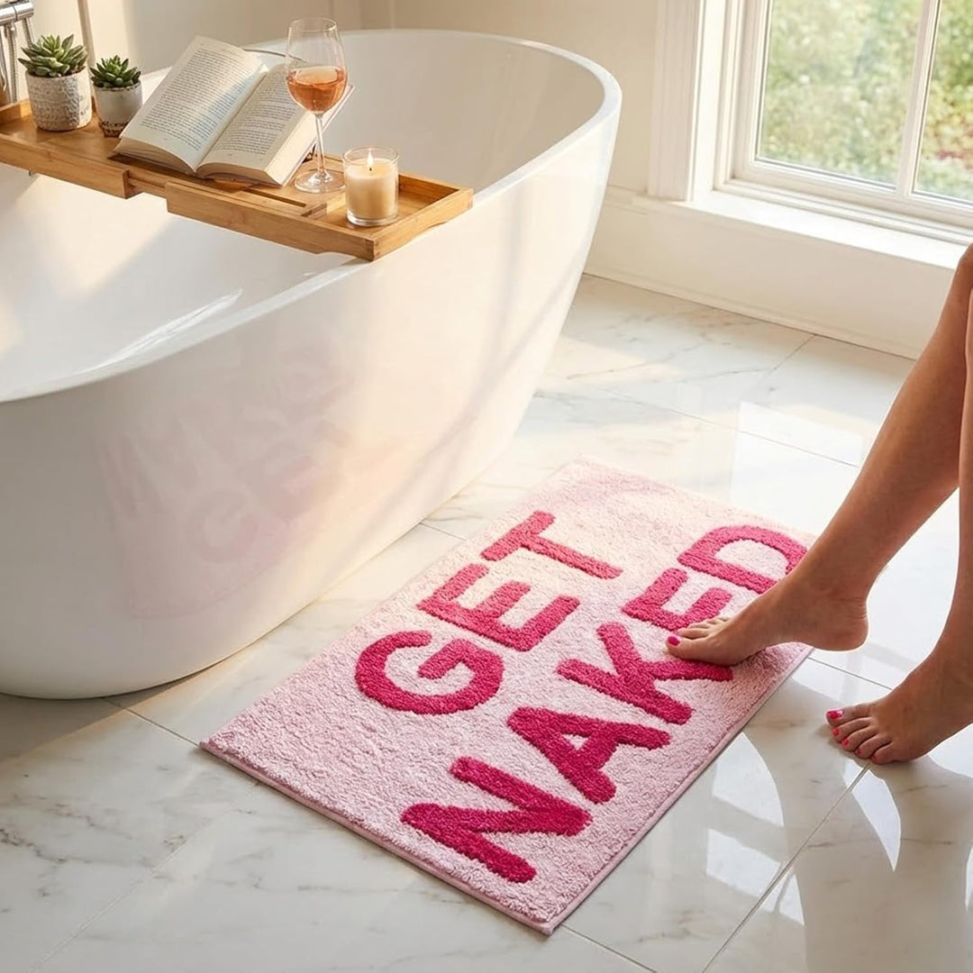 Get Naked Badematte, saugfähig, weich, Hot Pink, 43,2 x 61 cm, maschinenwaschbar, Rutschfester Dusch