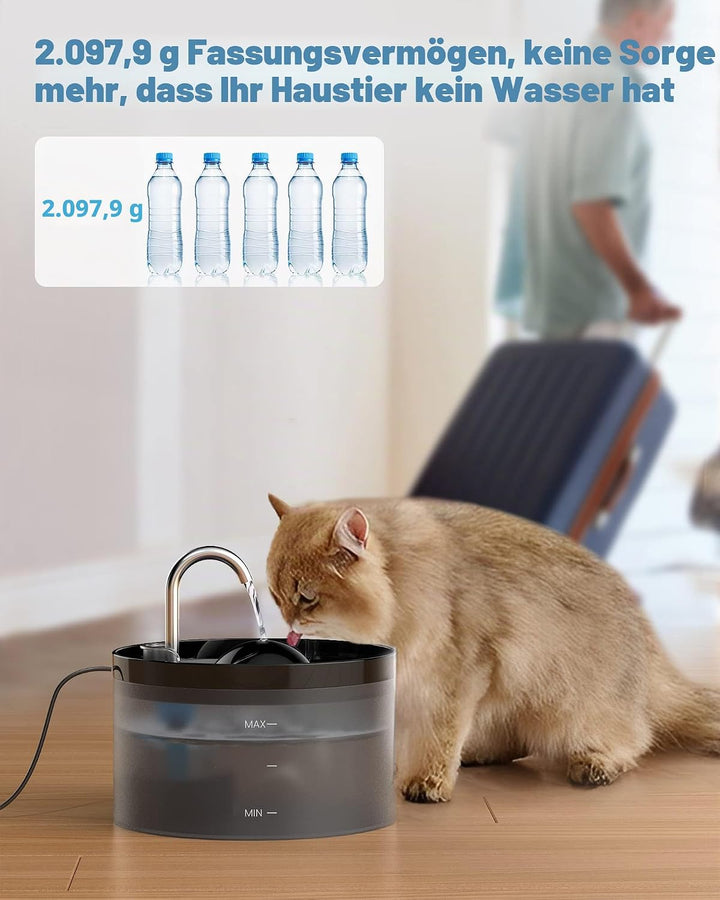 UIOOQ Katzenbrunnen, Haustierbrunnen mit Ultra-Stiller Pumpe, Aktivkohlefilter hält das Wasser Saube