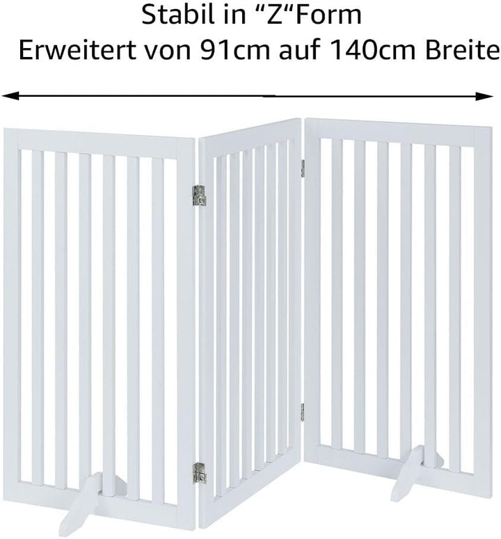 unipaws Absperrgitter, freistehendes Schutzgitter mit Füssen, Treppenschutzgitter ohne bohren, Holz-