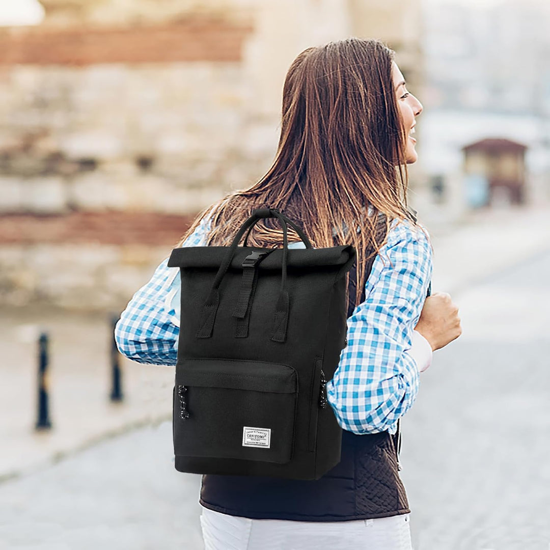 TANTOMI Laptop Rucksack, Rucksack Laptop Tasche 15,6 Zoll, Rucksack Damen und Herren weit öffenbar,
